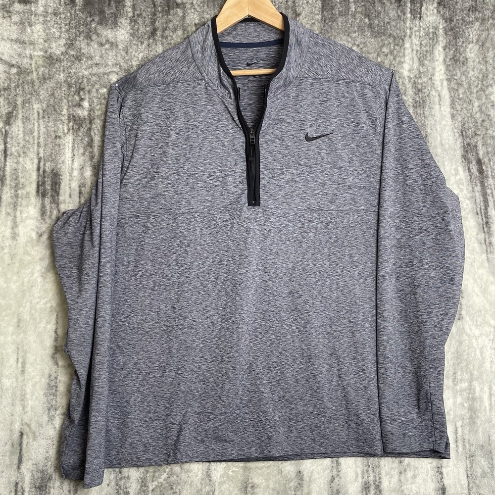 Nike DriFit Men's  Gray 1/4‎ Zip 2XL Long Sleeve Polo